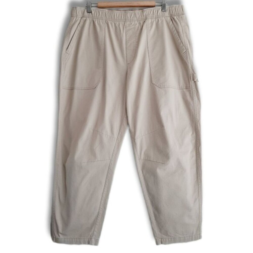 OLD NAVY | Utility Pull-On Elastic Waist Casual Crop Pants Beige Sz XL Flawed